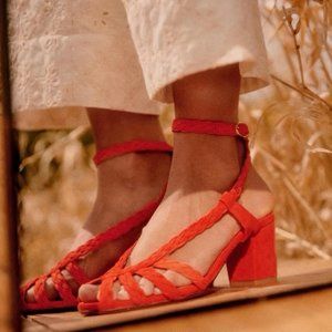 Sezane Natacha Sandals, Size 9 Red